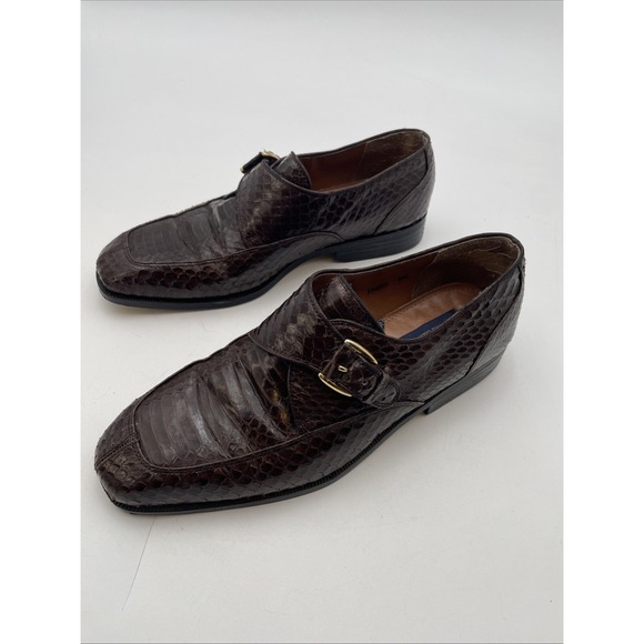 Giorgio Brutini Shoes Mens Size 9M Genuine Snake Skin Monk Strap Dress Loafers - Picture 1 of 9